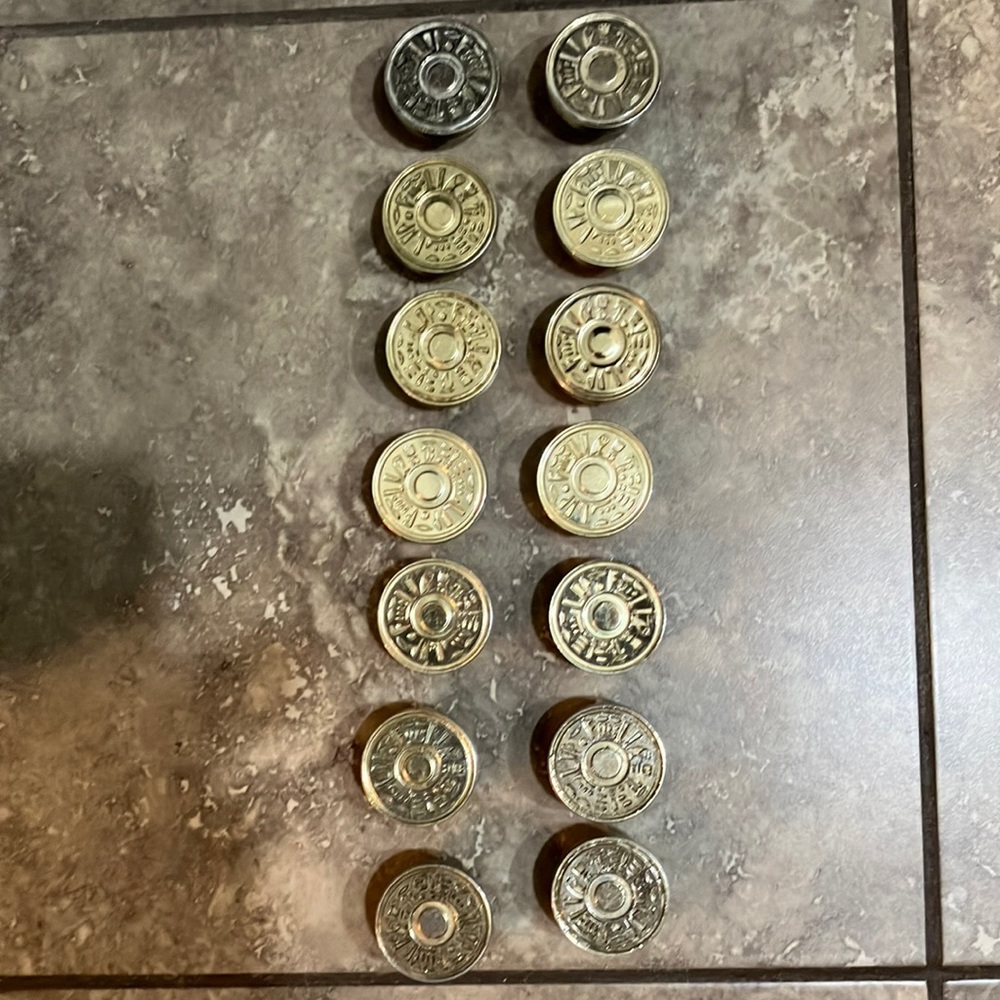 Vintage Gold Tone Round Aztec Drawer Pull Set Of 14